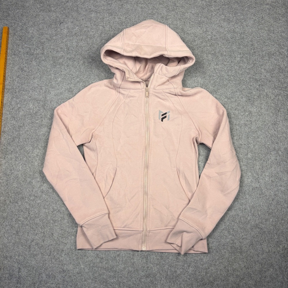 First Health Womens Full Zip Hoodie Blush Pink Athletic Jacket Thumbholes Small